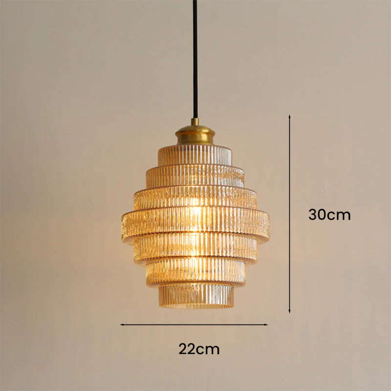 Karen Vintage Tiered Striped Stained Glass Pendant Light