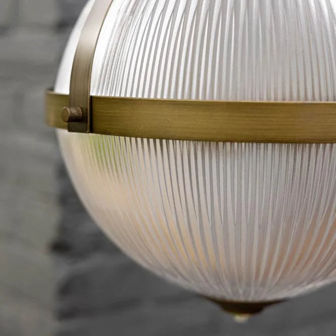 Orielle Vintage Ribbed Glass Orb Pendant Light