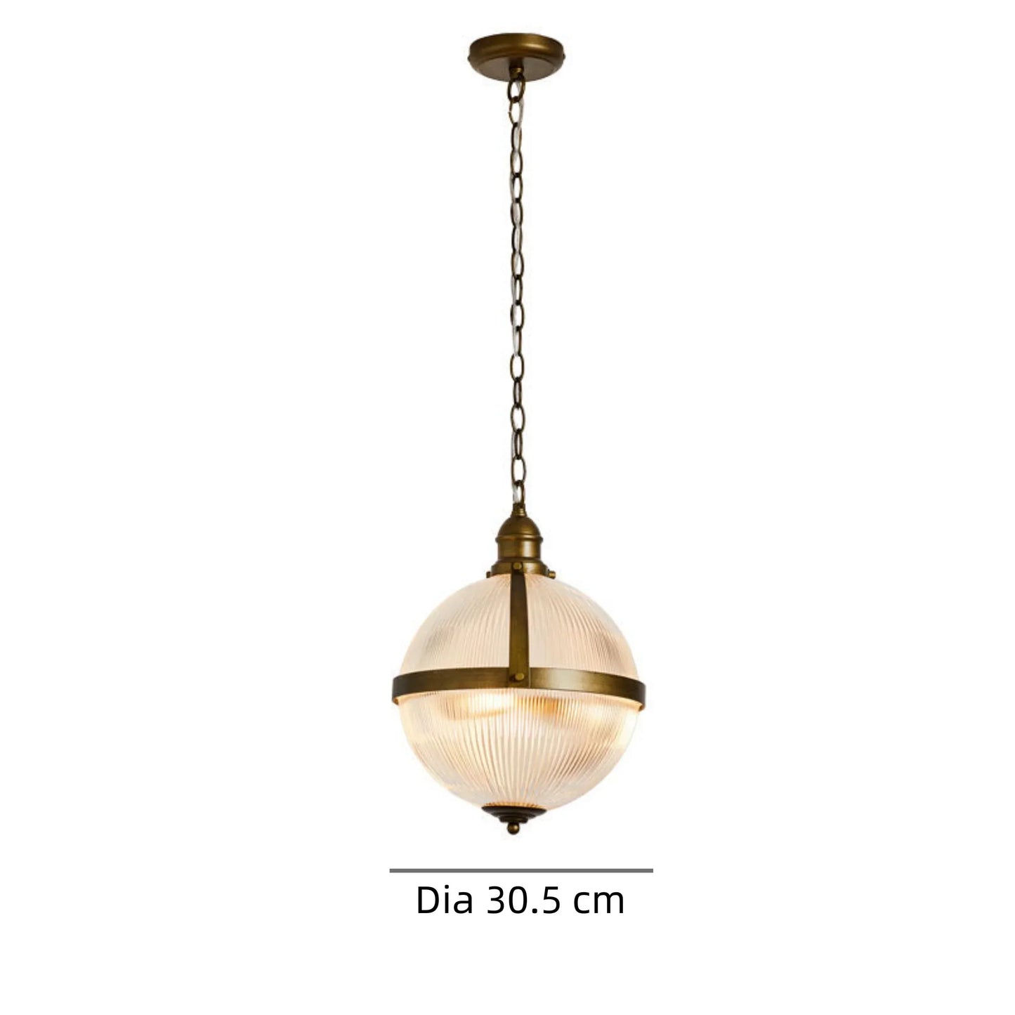 Orielle Vintage Ribbed Glass Orb Pendant Light