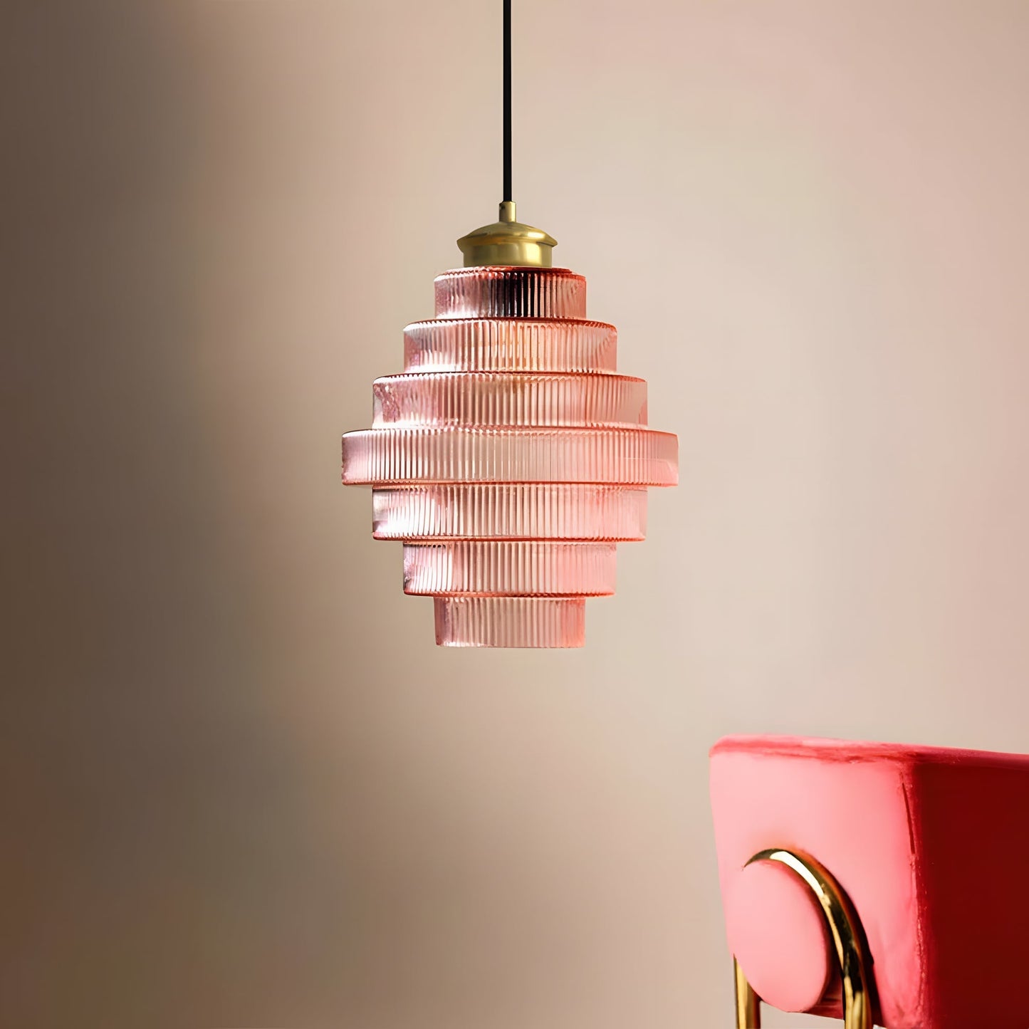 Karen Vintage Tiered Striped Stained Glass Pendant Light